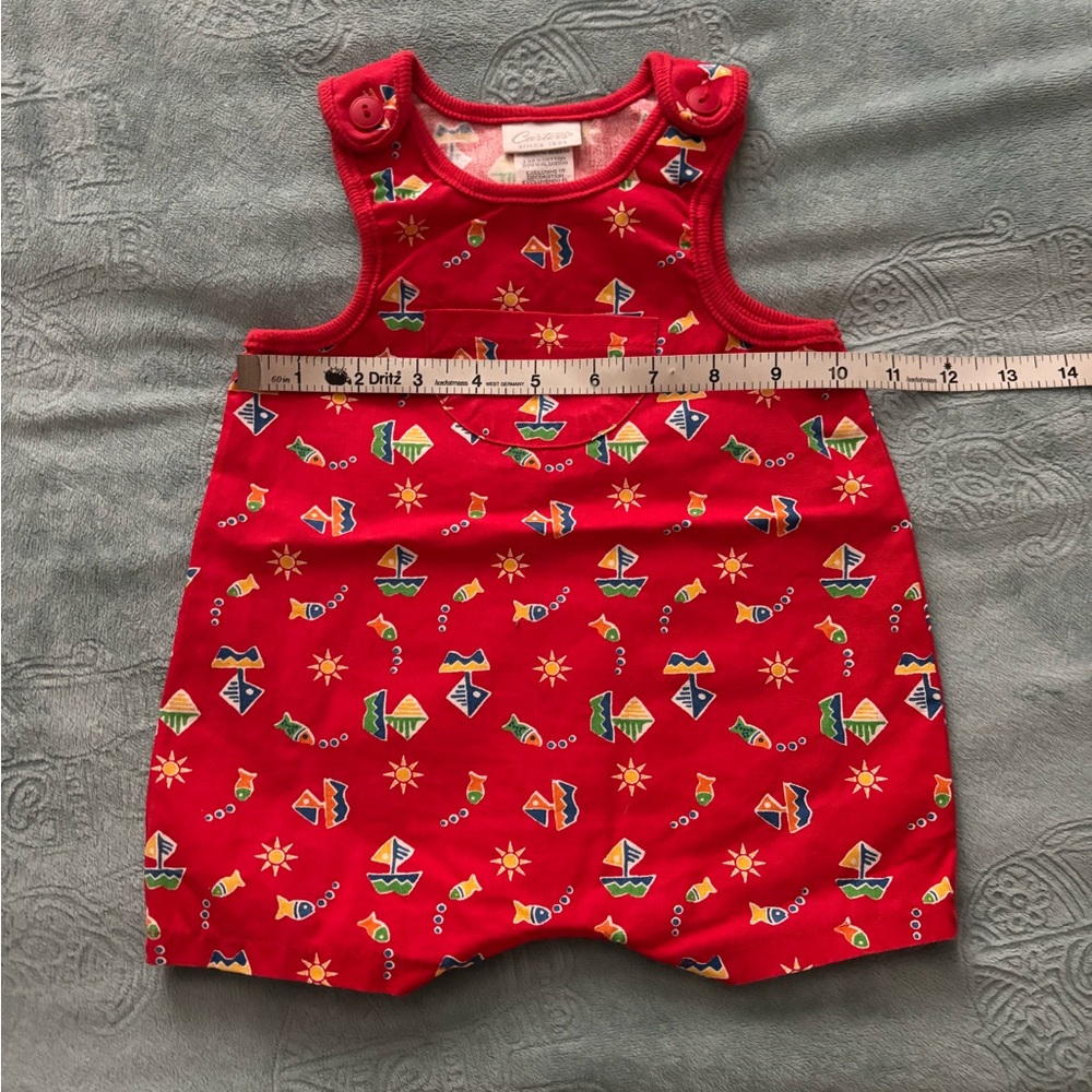 Carter's Bubble Romper Red Nautical VINTAGE Tagged 0-3 mo (see measurements)